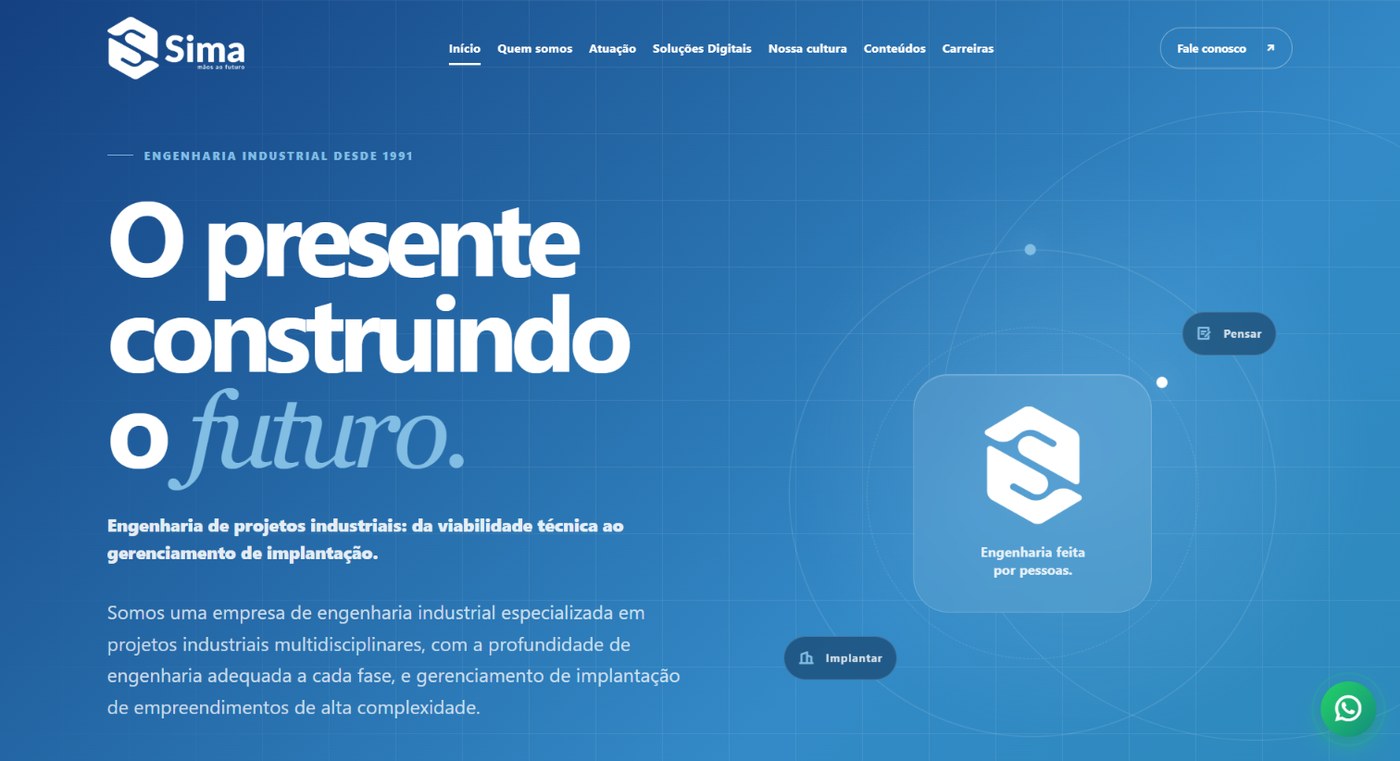 Página de inicio del nuevo sitio web de Sima